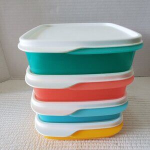 4 Tupperware Lunch Sets Lunch-it Divided Bento Boxes Lids Containers 6x6 Square